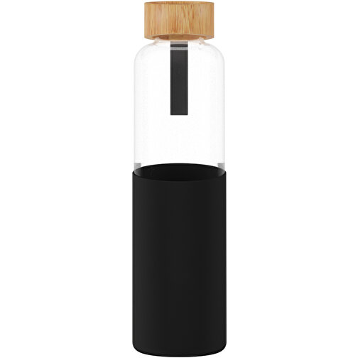 SCX.design D21 550 Ml Borosilikat Glasflasche Mit Recycelter Silikonhülle Und Bambusdeckel , schwarz, Borosilikatglas, Bambusholz, Silikon Kunststoff, 24,80cm (Höhe), Bild 3