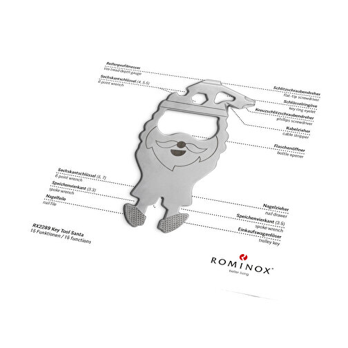 ROMINOX® Key Tool // Santa - 15 Functions (Weihnachtsmann) , Edelstahl, 7,10cm x 0,23cm x 3,65cm (Länge x Höhe x Breite), Bild 2