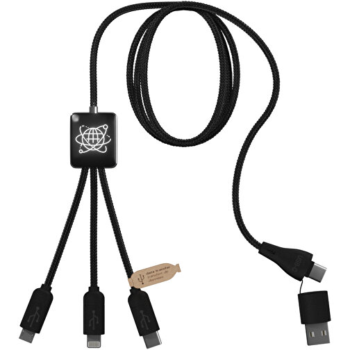 SCX.design C45 5-in-1 RPET-Ladekabel Mit Datentransfer , schwarz, Recycelter ABS Kunststoff, Recycelter PET Kunststoff, 100,00cm x 1,30cm x 2,60cm (Länge x Höhe x Breite), Bild 1
