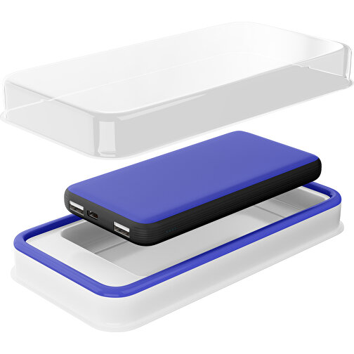 Duale Powerbank CustomColor Ink. Wireless Charger , blau / schwarz, ABS-Kunststoff, Polycarbonat (PC), 15,30cm x 1,20cm x 7,60cm (Länge x Höhe x Breite), Bild 2