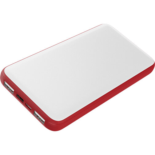 Duale Powerbank CustomColor Ink. Wireless Charger , weiß / weinrot, ABS-Kunststoff, Polycarbonat (PC), 15,30cm x 1,20cm x 7,60cm (Länge x Höhe x Breite), Bild 1