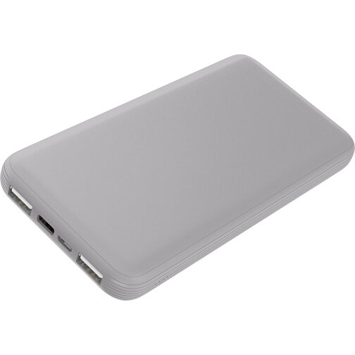 Duale Powerbank CustomColor Ink. Wireless Charger , hellgrau, ABS-Kunststoff, Polycarbonat (PC), 15,30cm x 1,20cm x 7,60cm (Länge x Höhe x Breite), Bild 1