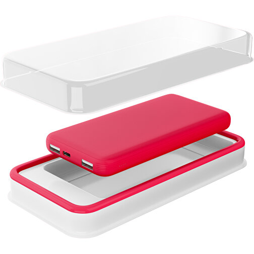 Duale Powerbank CustomColor Ink. Wireless Charger , ampelrot, ABS-Kunststoff, Polycarbonat (PC), 15,30cm x 1,20cm x 7,60cm (Länge x Höhe x Breite), Bild 2