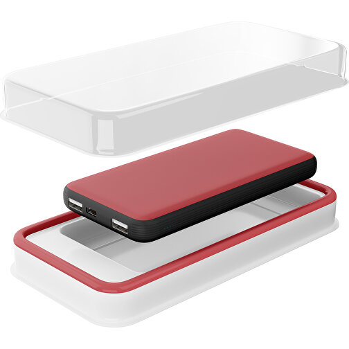 Duale Powerbank CustomColor Ink. Wireless Charger , weinrot / schwarz, ABS-Kunststoff, Polycarbonat (PC), 15,30cm x 1,20cm x 7,60cm (Länge x Höhe x Breite), Bild 2