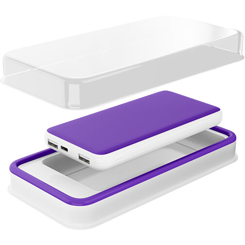 Duale Powerbank CustomColor Ink. Wireless Charger , violet / weiß, ABS-Kunststoff, Polycarbonat (PC), 15,30cm x 1,20cm x 7,60cm (Länge x Höhe x Breite), Bild 2