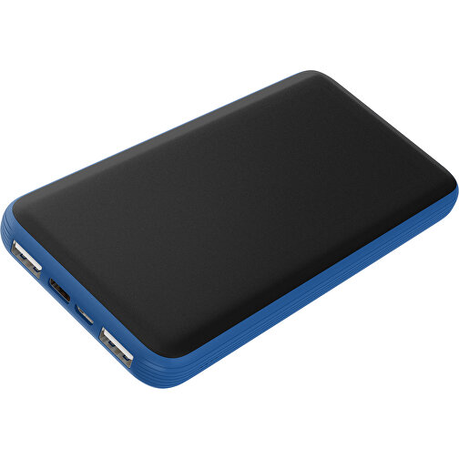 Duale Powerbank CustomColor Ink. Wireless Charger , schwarz / dunkelblau, ABS-Kunststoff, Polycarbonat (PC), 15,30cm x 1,20cm x 7,60cm (Länge x Höhe x Breite), Bild 1