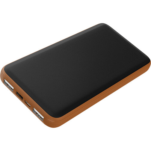 Duale Powerbank CustomColor Ink. Wireless Charger , schwarz / braun, ABS-Kunststoff, Polycarbonat (PC), 15,30cm x 1,20cm x 7,60cm (Länge x Höhe x Breite), Bild 1