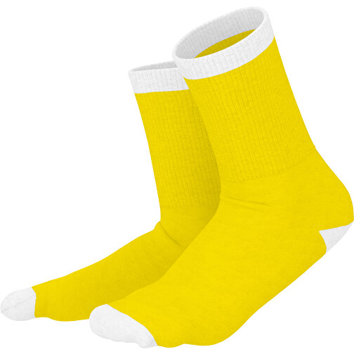Boris - Die Premium Tennis Socke , gelb / weiß, 85% Natur Baumwolle, 12% regeniertes umwelftreundliches Polyamid, 3% Elastan, 36,00cm x 0,40cm x 8,00cm (Länge x Höhe x Breite), Bild 1