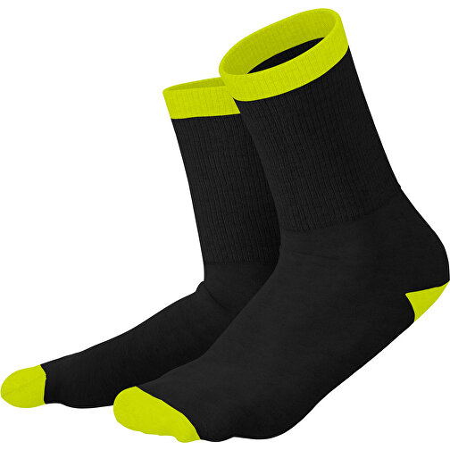 Boris - Die Premium Tennis Socke , schwarz / hellgrün, 85% Natur Baumwolle, 12% regeniertes umwelftreundliches Polyamid, 3% Elastan, 36,00cm x 0,40cm x 8,00cm (Länge x Höhe x Breite), Bild 1