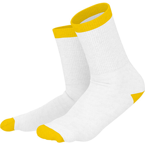 Boris - Die Premium Tennis Socke , weiss / goldgelb, 85% Natur Baumwolle, 12% regeniertes umwelftreundliches Polyamid, 3% Elastan, 36,00cm x 0,40cm x 8,00cm (Länge x Höhe x Breite), Bild 1