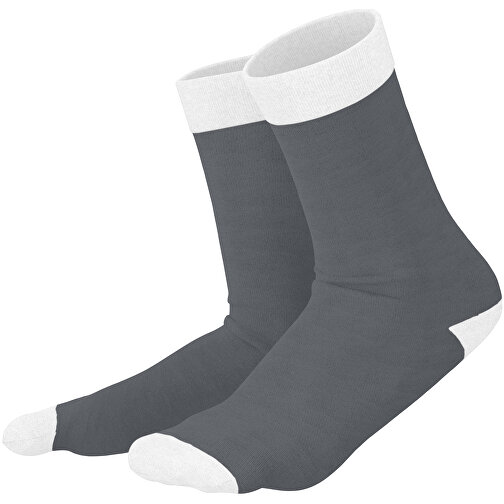 Adam - Die Premium Business Socke , dunkelgrau / weiß, 85% Natur Baumwolle, 12% regeniertes umwelftreundliches Polyamid, 3% Elastan, 36,00cm x 0,40cm x 8,00cm (Länge x Höhe x Breite), Bild 1