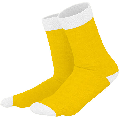 Adam - Die Premium Business Socke , goldgelb / weiß, 85% Natur Baumwolle, 12% regeniertes umwelftreundliches Polyamid, 3% Elastan, 36,00cm x 0,40cm x 8,00cm (Länge x Höhe x Breite), Bild 1