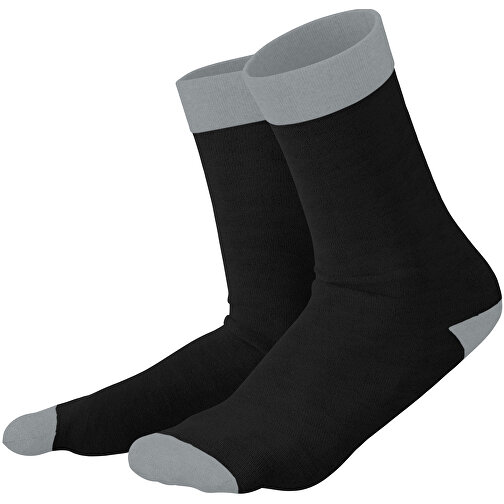 Adam - Die Premium Business Socke , schwarz / silber, 85% Natur Baumwolle, 12% regeniertes umwelftreundliches Polyamid, 3% Elastan, 36,00cm x 0,40cm x 8,00cm (Länge x Höhe x Breite), Bild 1