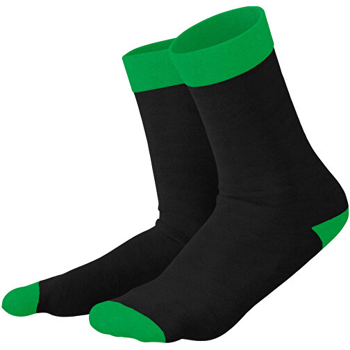 Adam - Die Premium Business Socke , schwarz / grün, 85% Natur Baumwolle, 12% regeniertes umwelftreundliches Polyamid, 3% Elastan, 36,00cm x 0,40cm x 8,00cm (Länge x Höhe x Breite), Bild 1