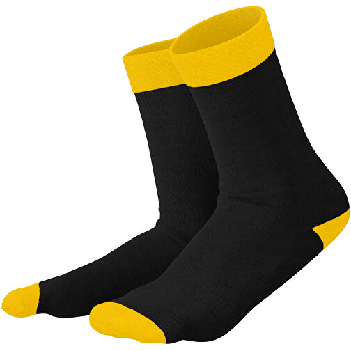 Adam - Die Premium Business Socke , schwarz / sonnengelb, 85% Natur Baumwolle, 12% regeniertes umwelftreundliches Polyamid, 3% Elastan, 36,00cm x 0,40cm x 8,00cm (Länge x Höhe x Breite), Bild 1