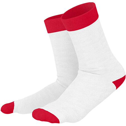 Adam - Die Premium Business Socke , weiss / dunkelrot, 85% Natur Baumwolle, 12% regeniertes umwelftreundliches Polyamid, 3% Elastan, 36,00cm x 0,40cm x 8,00cm (Länge x Höhe x Breite), Bild 1