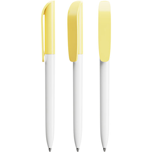 BIC® Super Clip Kugelschreiber Siebdruck , BiC, weiß/pastelgelb, Kunststoff, 14,40cm x 1,20cm (Länge x Breite), Bild 4
