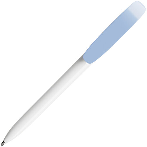 BIC® Super Clip Kugelschreiber Siebdruck , BiC, weiß/pastellblau, Kunststoff, 14,40cm x 1,20cm (Länge x Breite), Bild 2