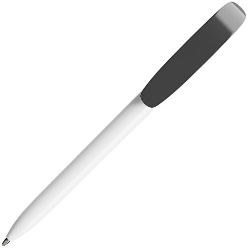 BIC® Super Clip Kugelschreiber Siebdruck , BiC, weiß/dunkelgrau, Kunststoff, 14,40cm x 1,20cm (Länge x Breite), Bild 2