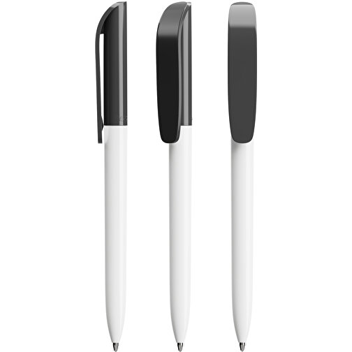 BIC® Super Clip Kugelschreiber Siebdruck , BiC, weiß/dunkelgrau, Kunststoff, 14,40cm x 1,20cm (Länge x Breite), Bild 4