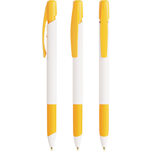 BIC® Ecolutions® Media Clic Grip Kugelschreiber , BiC, gelb/weiß/gelb, 37% Kunstoff recycelten, 14,70cm x 1,30cm (Länge x Breite), Bild 4