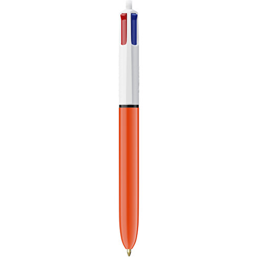 BIC® 4 Colours Fine Kugelschreiber Siebdruck , BiC, weiß/orange, Kunststoff, 14,40cm x 1,60cm (Länge x Breite), Bild 1