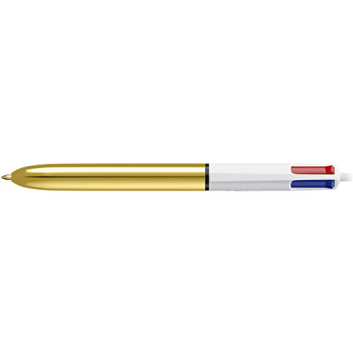 BIC® 4 Colours Shine Kugelschreiber Siebdruck , BiC, weiß/gold, Kunststoff, 14,40cm x 1,60cm (Länge x Breite), Bild 3