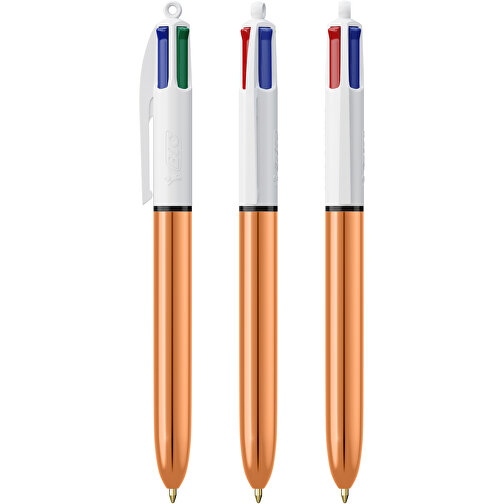 BIC® 4 Colours Shine Kugelschreiber Lasergravur , BiC, weiss/roségold, Kunststoff, 14,40cm x 1,60cm (Länge x Breite), Bild 4