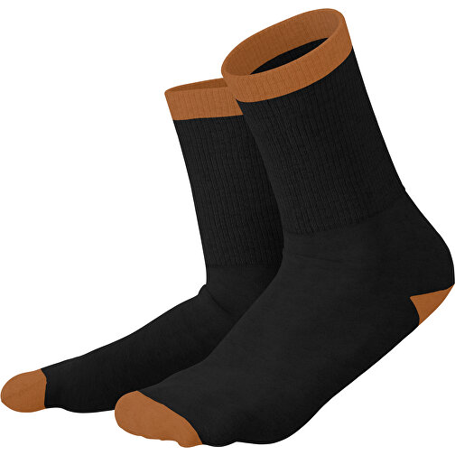 Boris - Die Premium Tennis Socke , schwarz / braun, 85% Natur Baumwolle, 12% regeniertes umwelftreundliches Polyamid, 3% Elastan, 36,00cm x 0,40cm x 8,00cm (Länge x Höhe x Breite), Bild 1