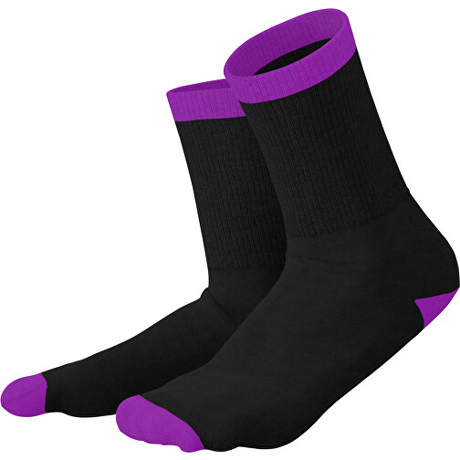 Boris - Die Premium Tennis Socke , schwarz / dunkelmagenta, 85% Natur Baumwolle, 12% regeniertes umwelftreundliches Polyamid, 3% Elastan, 36,00cm x 0,40cm x 8,00cm (Länge x Höhe x Breite), Bild 1