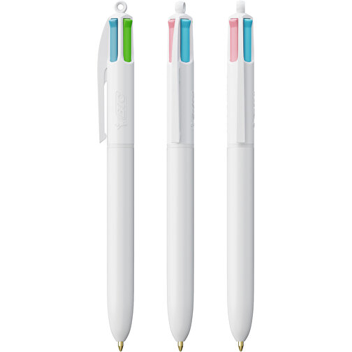BIC® 4 Colours Fashion Kugelschreiber Siebdruck , BiC, weiß, Kunststoff, 14,40cm x 1,60cm (Länge x Breite), Bild 4