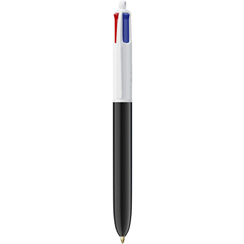 BIC® 4 Colours Kugelschreiber Siebdruck , BiC, weiß/schwarz, Kunststoff, 14,40cm x 1,60cm (Länge x Breite), Bild 1