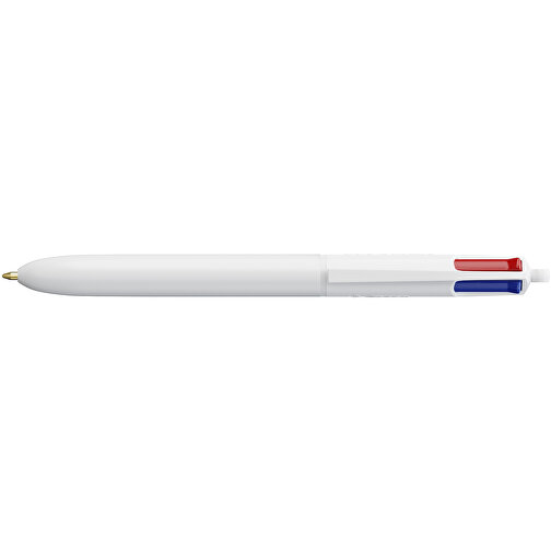 BIC® 4 Colours Kugelschreiber Siebdruck , BiC, weiß, Kunststoff, 14,40cm x 1,60cm (Länge x Breite), Bild 3