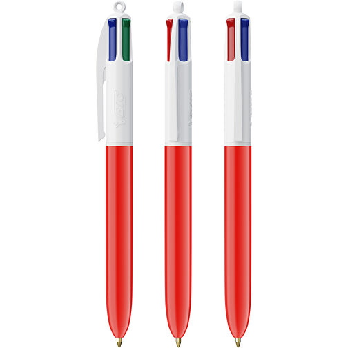 BIC® 4 Colours Kugelschreiber Digital , BiC, weiß/rot, Kunststoff, 14,40cm x 1,60cm (Länge x Breite), Bild 4