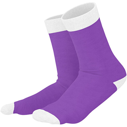Adam - Die Premium Business Socke , lavendellila / weiß, 85% Natur Baumwolle, 12% regeniertes umwelftreundliches Polyamid, 3% Elastan, 36,00cm x 0,40cm x 8,00cm (Länge x Höhe x Breite), Bild 1