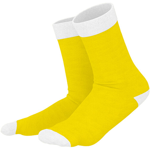 Adam - Die Premium Business Socke , gelb / weiß, 85% Natur Baumwolle, 12% regeniertes umwelftreundliches Polyamid, 3% Elastan, 36,00cm x 0,40cm x 8,00cm (Länge x Höhe x Breite), Bild 1