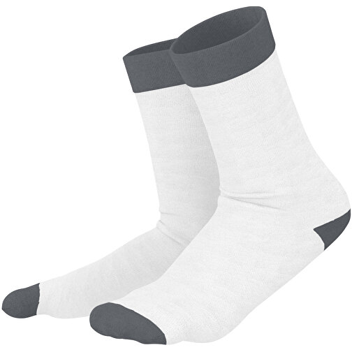 Adam - Die Premium Business Socke , weiss / dunkelgrau, 85% Natur Baumwolle, 12% regeniertes umwelftreundliches Polyamid, 3% Elastan, 36,00cm x 0,40cm x 8,00cm (Länge x Höhe x Breite), Bild 1