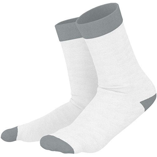 Adam - Die Premium Business Socke , weiss / silber, 85% Natur Baumwolle, 12% regeniertes umwelftreundliches Polyamid, 3% Elastan, 36,00cm x 0,40cm x 8,00cm (Länge x Höhe x Breite), Bild 1