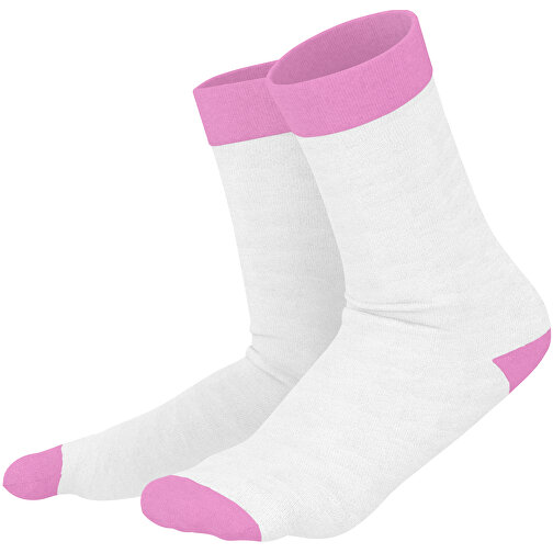 Adam - Die Premium Business Socke , weiss / rosa, 85% Natur Baumwolle, 12% regeniertes umwelftreundliches Polyamid, 3% Elastan, 36,00cm x 0,40cm x 8,00cm (Länge x Höhe x Breite), Bild 1