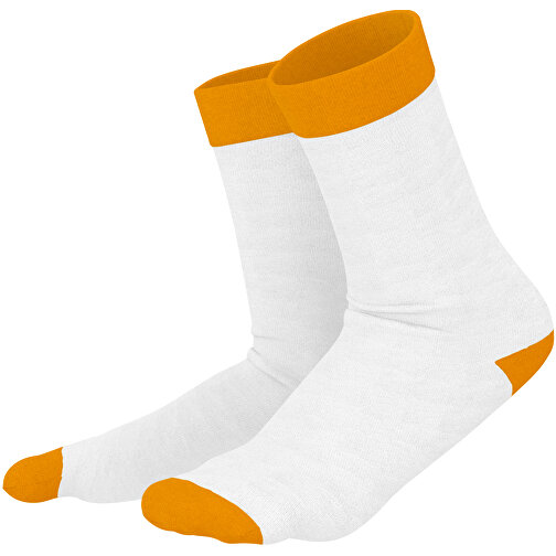 Adam - Die Premium Business Socke , weiss / kürbisorange, 85% Natur Baumwolle, 12% regeniertes umwelftreundliches Polyamid, 3% Elastan, 36,00cm x 0,40cm x 8,00cm (Länge x Höhe x Breite), Bild 1