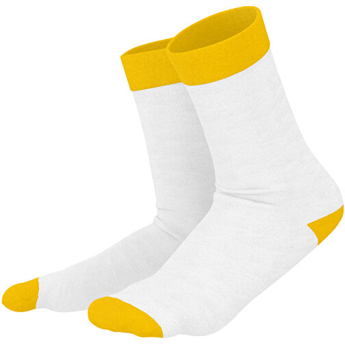 Adam - Die Premium Business Socke , weiss / sonnengelb, 85% Natur Baumwolle, 12% regeniertes umwelftreundliches Polyamid, 3% Elastan, 36,00cm x 0,40cm x 8,00cm (Länge x Höhe x Breite), Bild 1