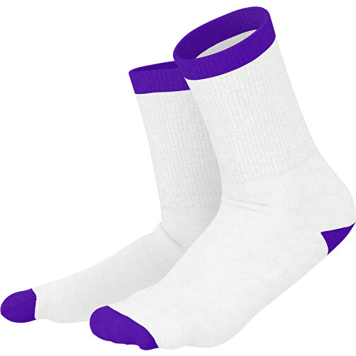 Boris - Die Premium Tennis Socke , weiss / violet, 85% Natur Baumwolle, 12% regeniertes umwelftreundliches Polyamid, 3% Elastan, 36,00cm x 0,40cm x 8,00cm (Länge x Höhe x Breite), Bild 1