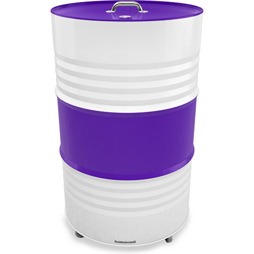 Fass-Tonne Mit Deckel , violet / weiß, Stahlblech, 90,00cm (Höhe), Bild 1