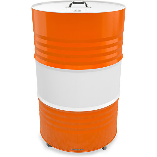 Fass-Tonne Mit Deckel , weiß / orange, Stahlblech, 90,00cm (Höhe), Bild 1