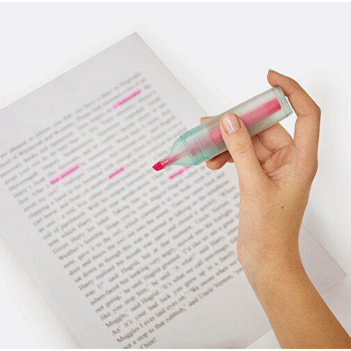 Textmarker LIGHT IT UP , pink, recyecltes PET, 11,80cm x 1,40cm x 2,50cm (Länge x Höhe x Breite), Bild 10