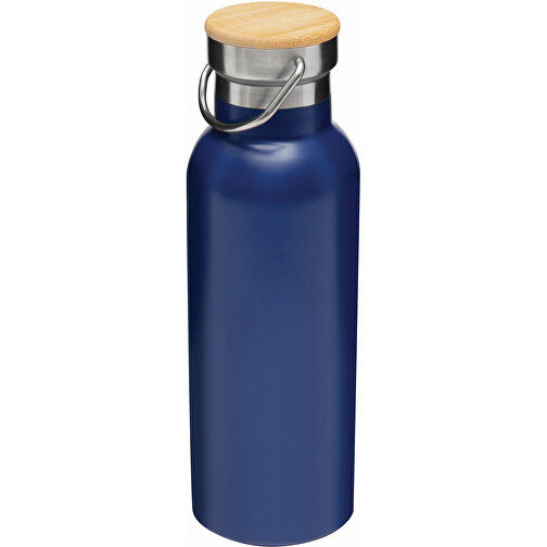 Vakuum-Trinkflasche ECO FLAVOUR , marineblau, Edelstahl / Bambus / Silikon, 22,30cm (Länge), Bild 1