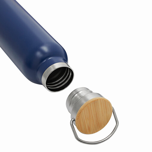 Vakuum-Trinkflasche ECO FLAVOUR , marineblau, Edelstahl / Bambus / Silikon, 22,30cm (Länge), Bild 6