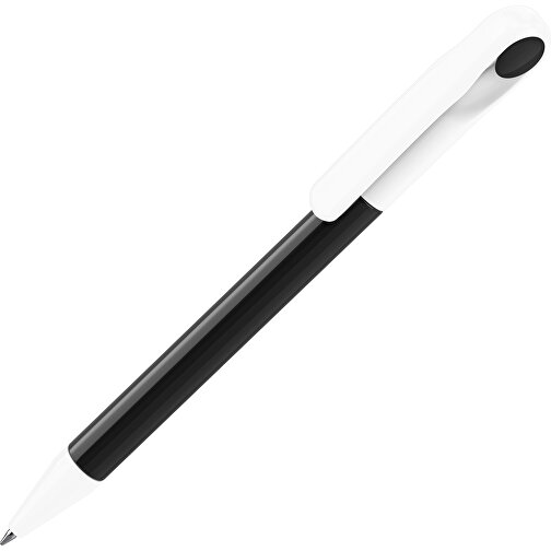 Prodir DS1 TPP Twist Kugelschreiber , Prodir, schwarz poliert / weiss, Kunststoff, 14,10cm x 1,40cm (Länge x Breite), Bild 1