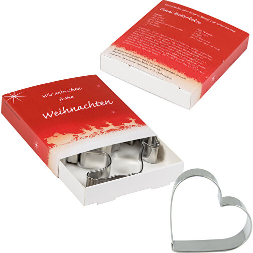 Backförmchen Premium-Box - Xmas - Herz + Glocke , Papier, Edelstahl, 8,10cm x 1,50cm x 9,20cm (Länge x Höhe x Breite), Bild 3
