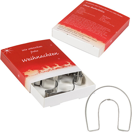 Backförmchen Premium-Box - Xmas - Engel + Hufeisen , Papier, Edelstahl, 8,10cm x 1,50cm x 9,20cm (Länge x Höhe x Breite), Bild 4